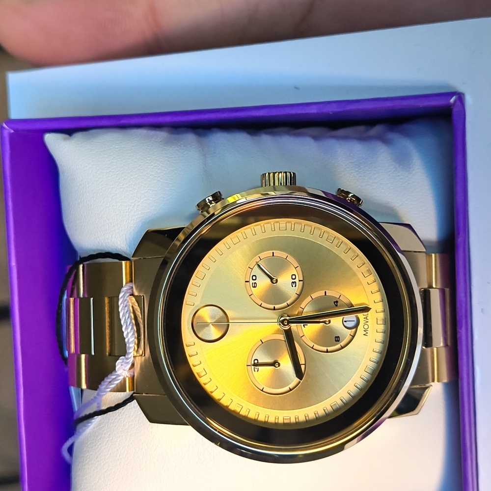 Movado Gold Chronograph Watch Luxurious Design